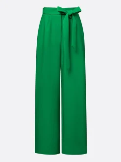 Elegant High-Drape Wide Leg Trousers with Bow Belt