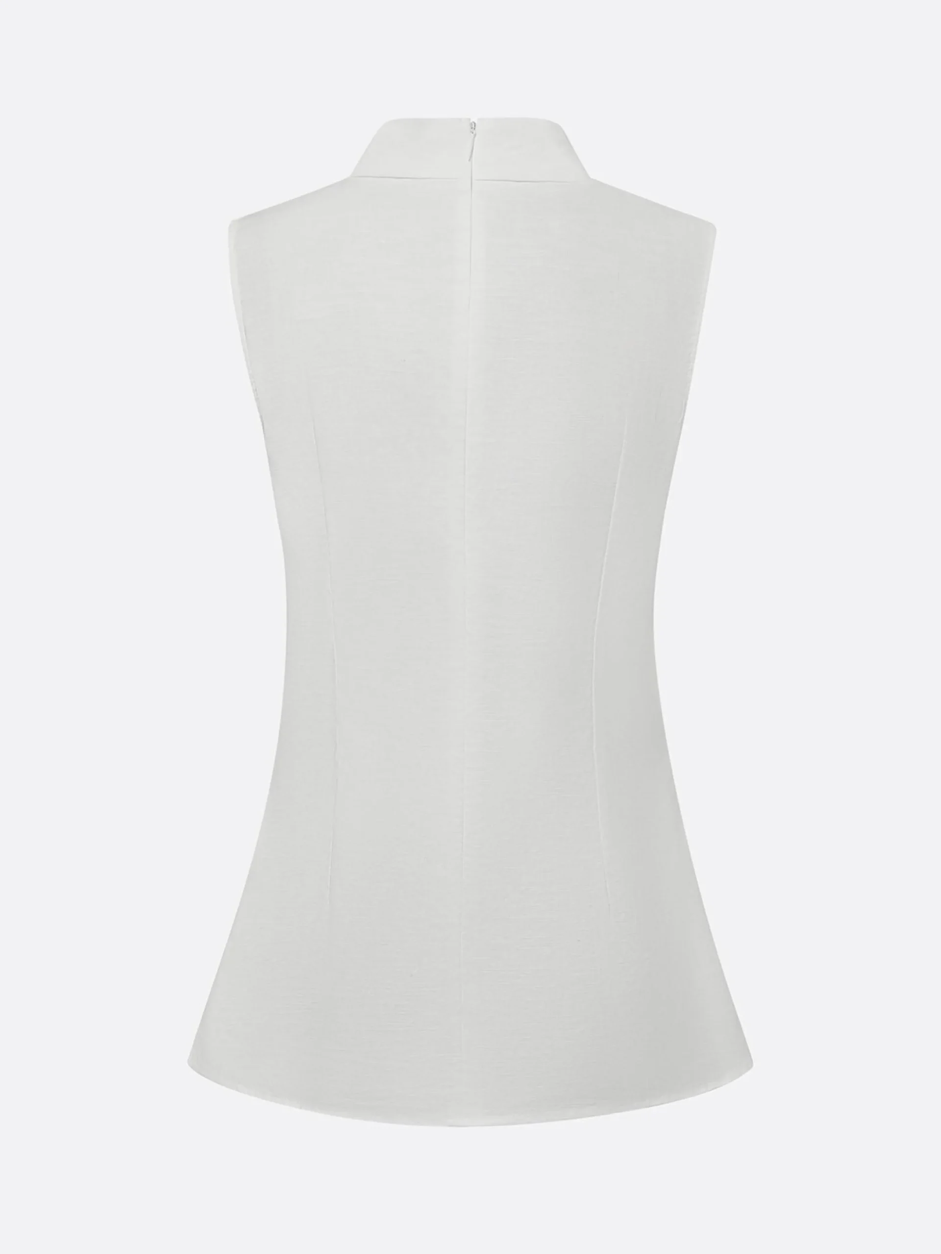 Elegant Linen Sleeveless Vest Stand Collar Asymmetrical Hem Office Wear