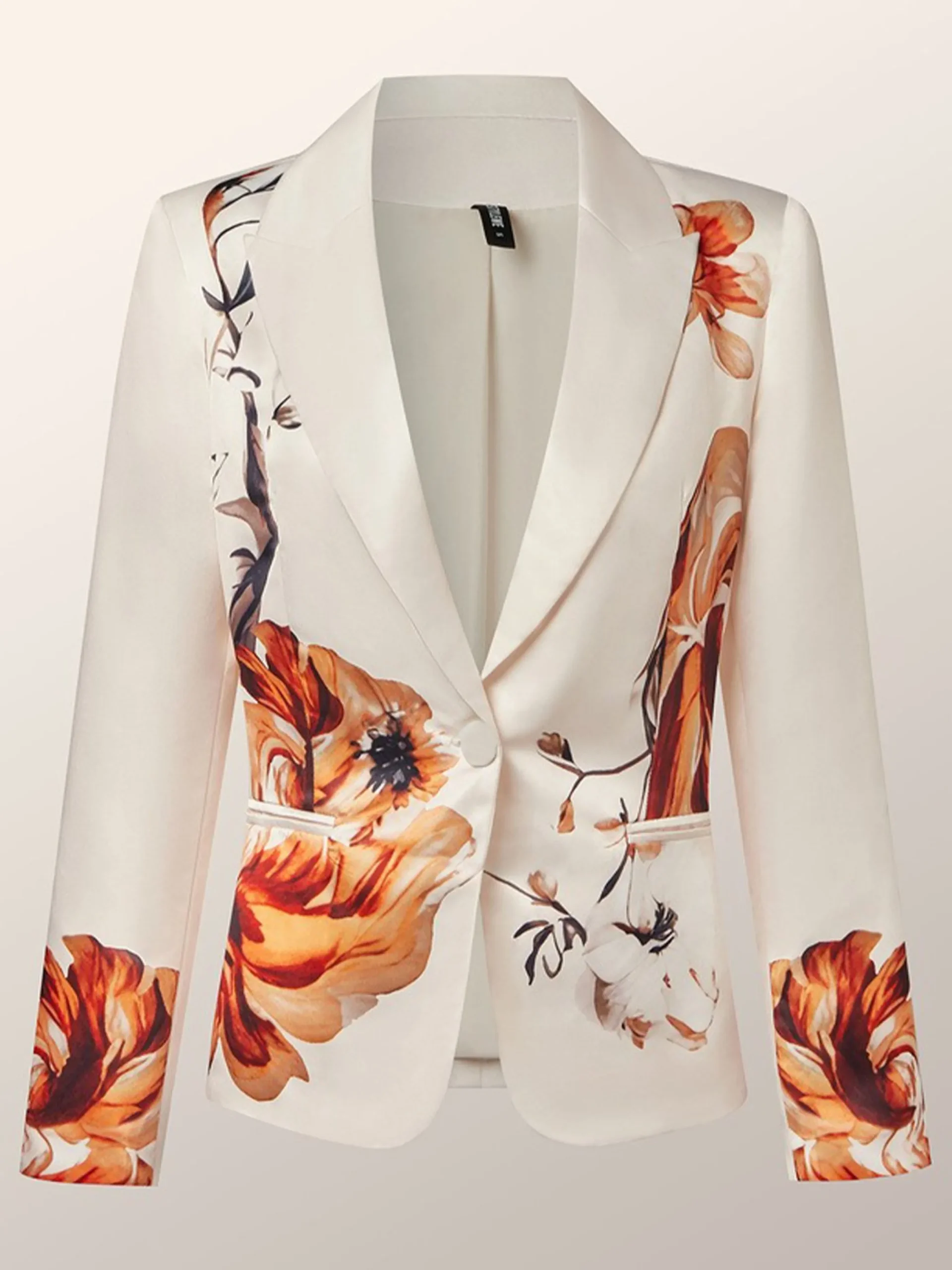 Elegant Luxury Satin Floral Statement Blazer