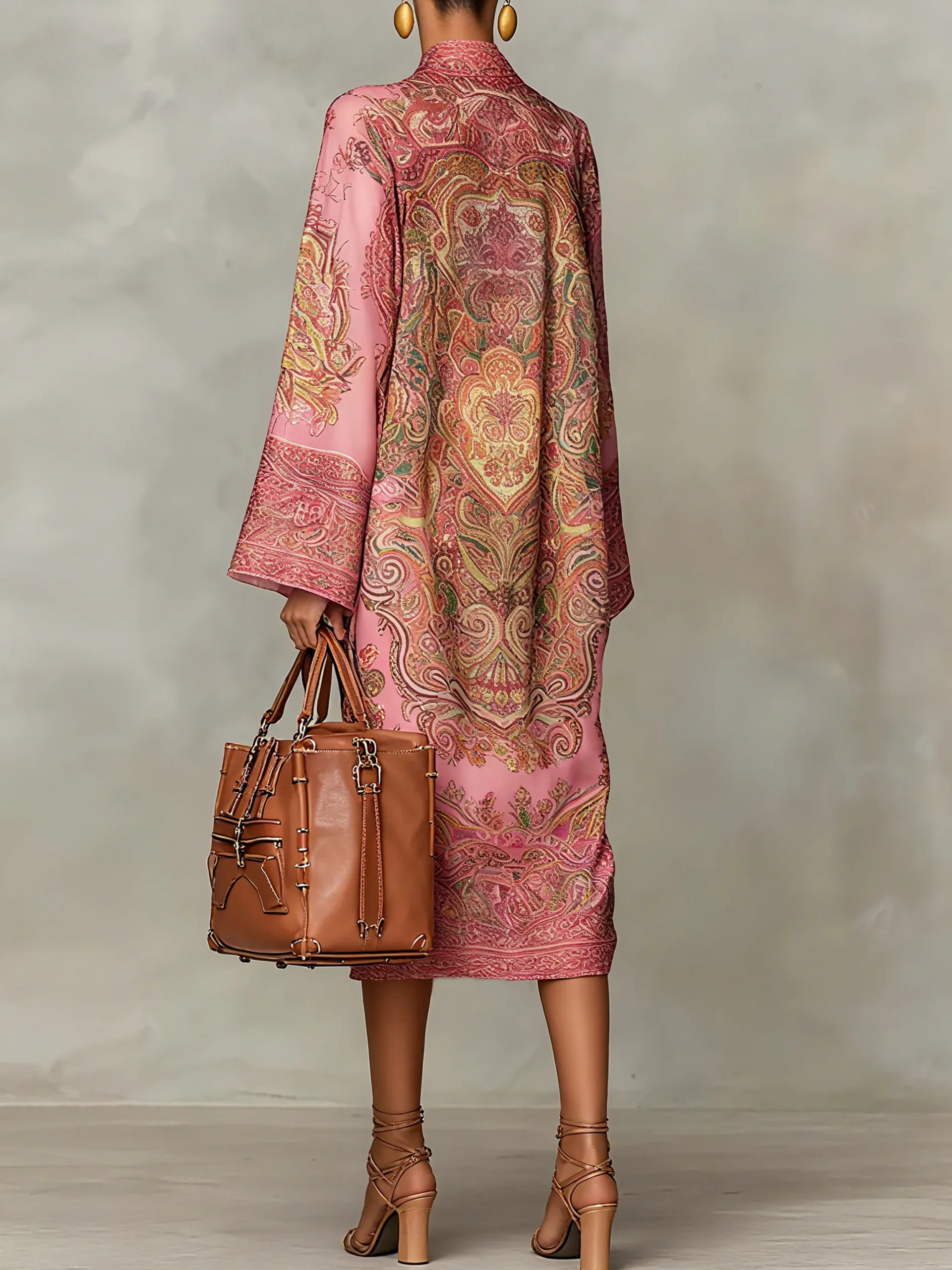 Elegant Paisley Print Relaxed Midi Dress