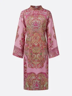 Elegant Paisley Print Relaxed Midi Dress