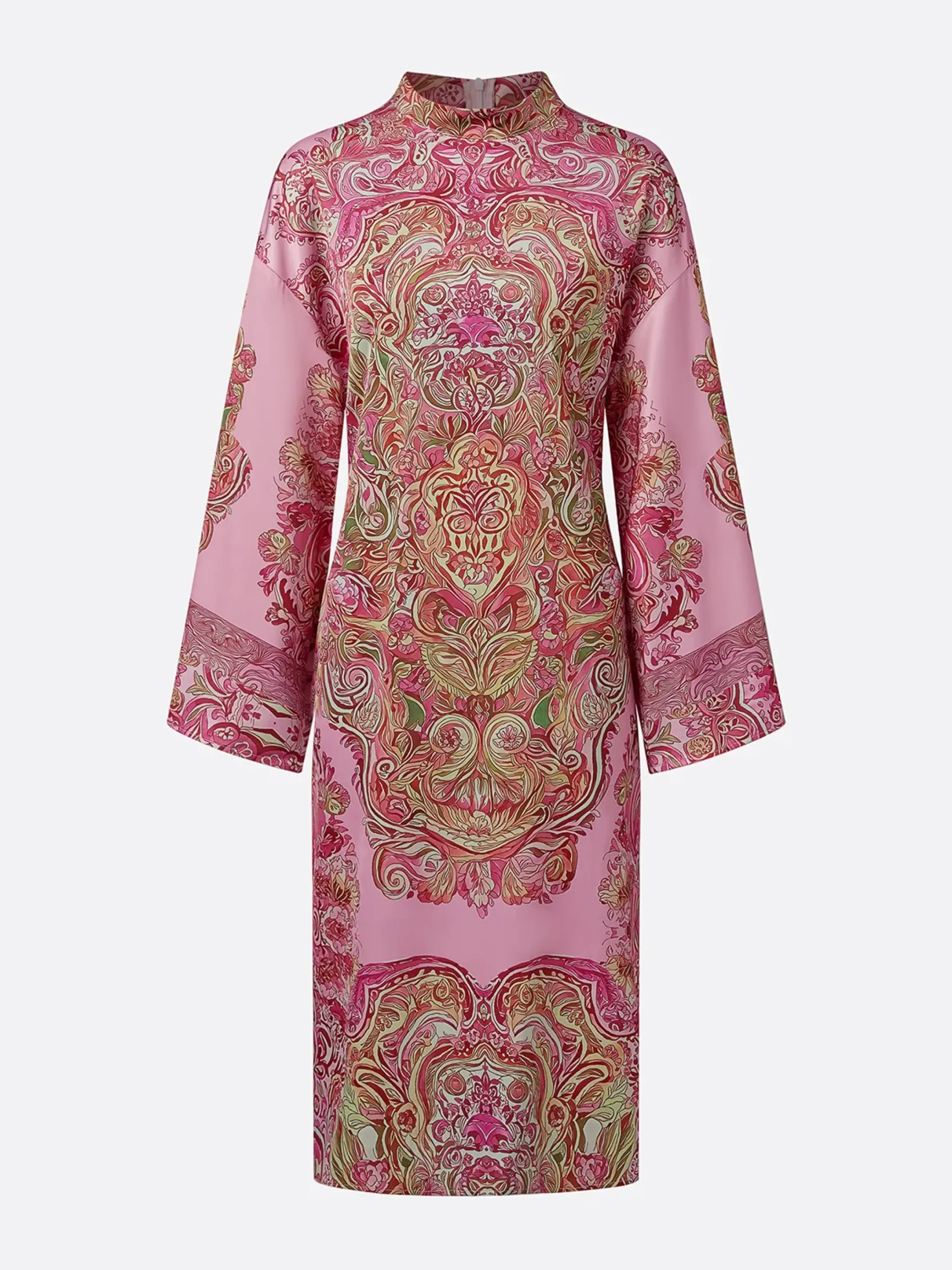 Elegant Paisley Print Relaxed Midi Dress