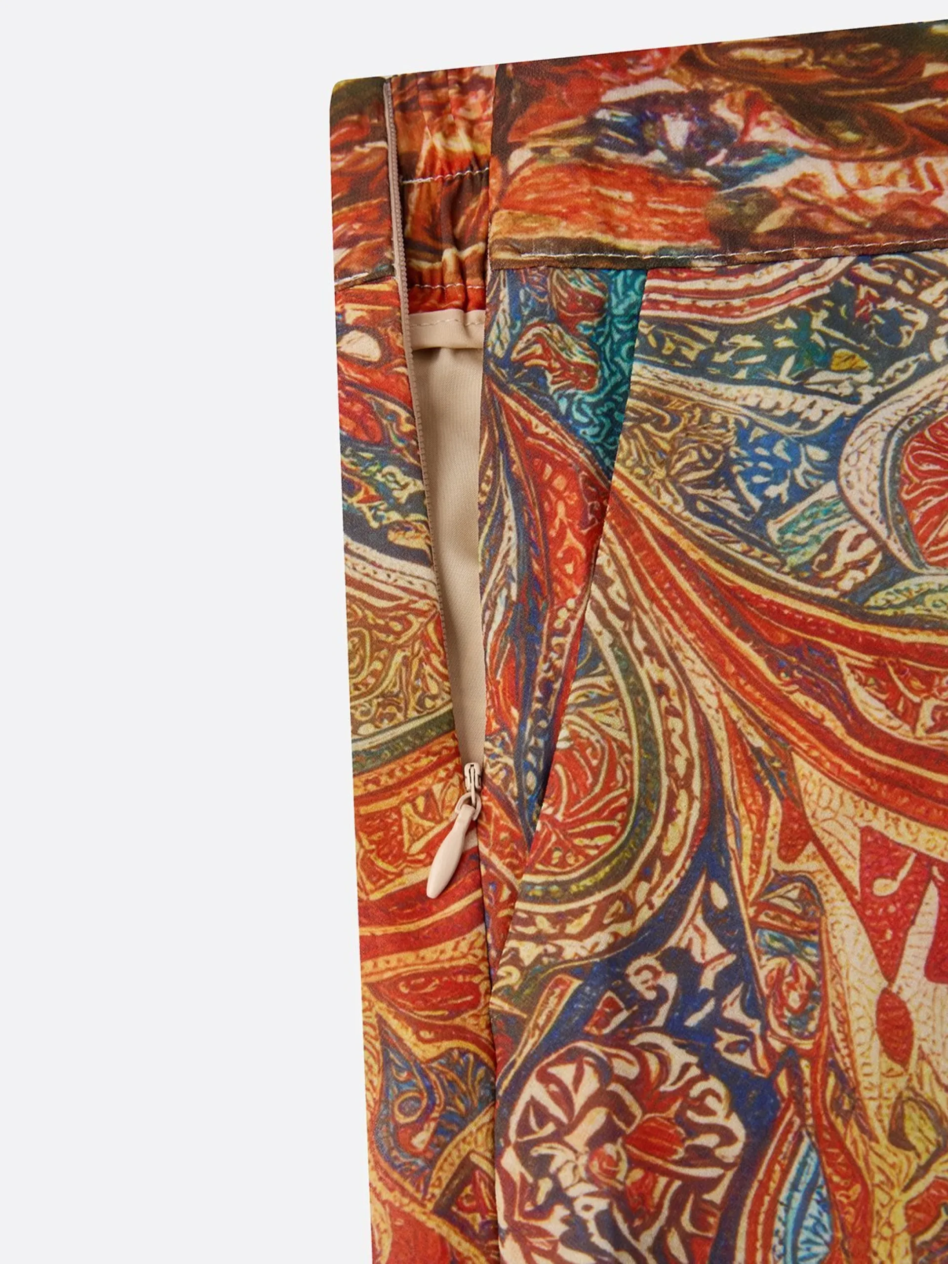 Elegant Paisley Wide Leg Pants H-Line Natural Vacation Trousers