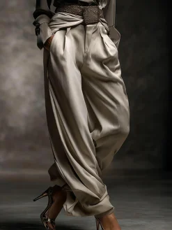 Elegant Plain Bloomers Pants No Belt