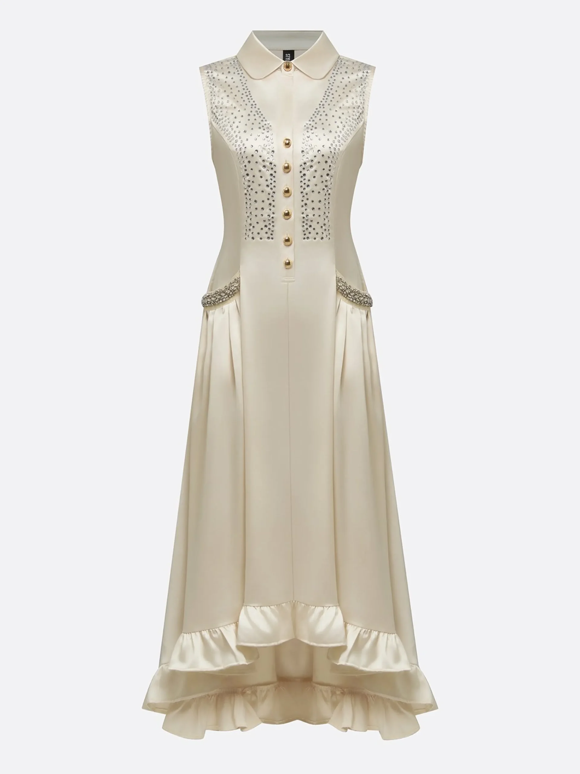 Elegant Plain Hot Drilling Shirt Collar Maxi Dress