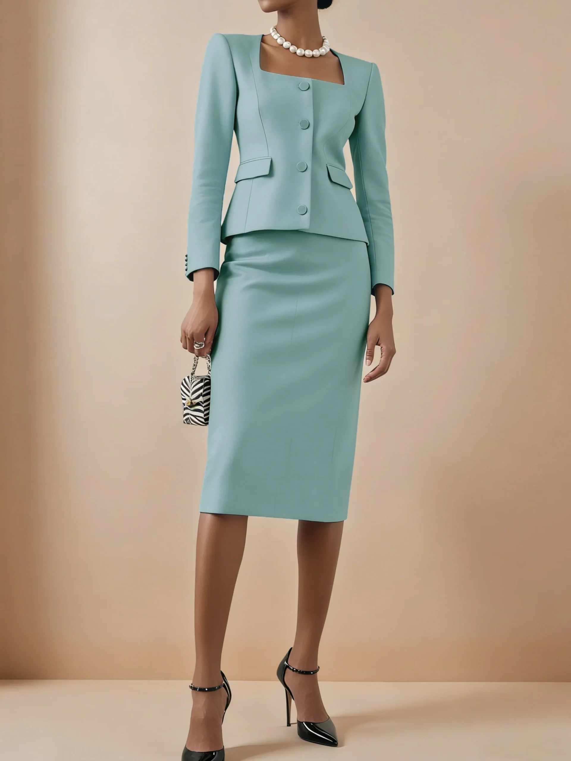 Elegant Plain Knee Length Skirt