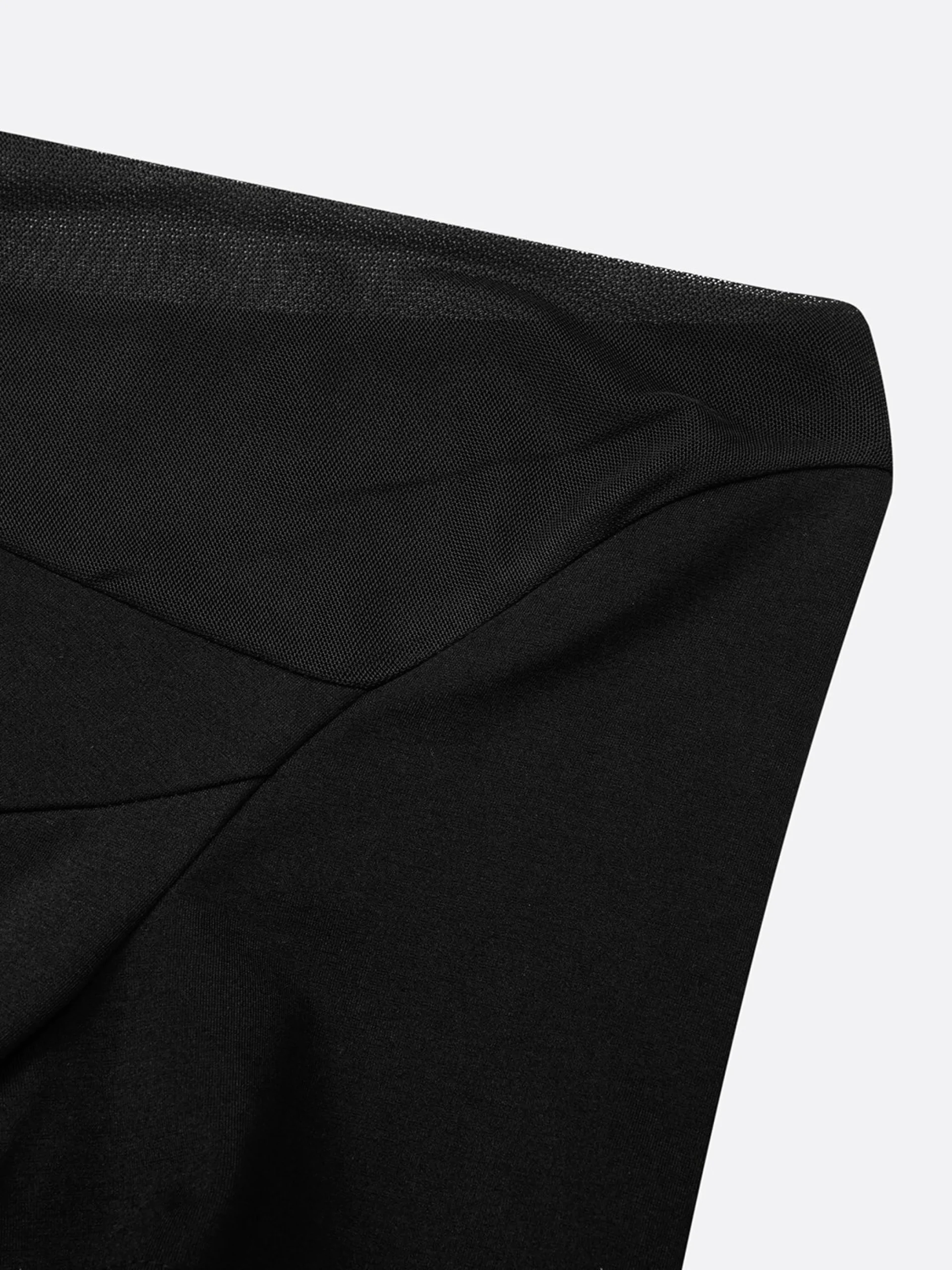 Elegant Plain Mesh Split Joint Cold Shoulder Knee Length Dress