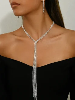 Elegant Plain Necklace And Earring Set
