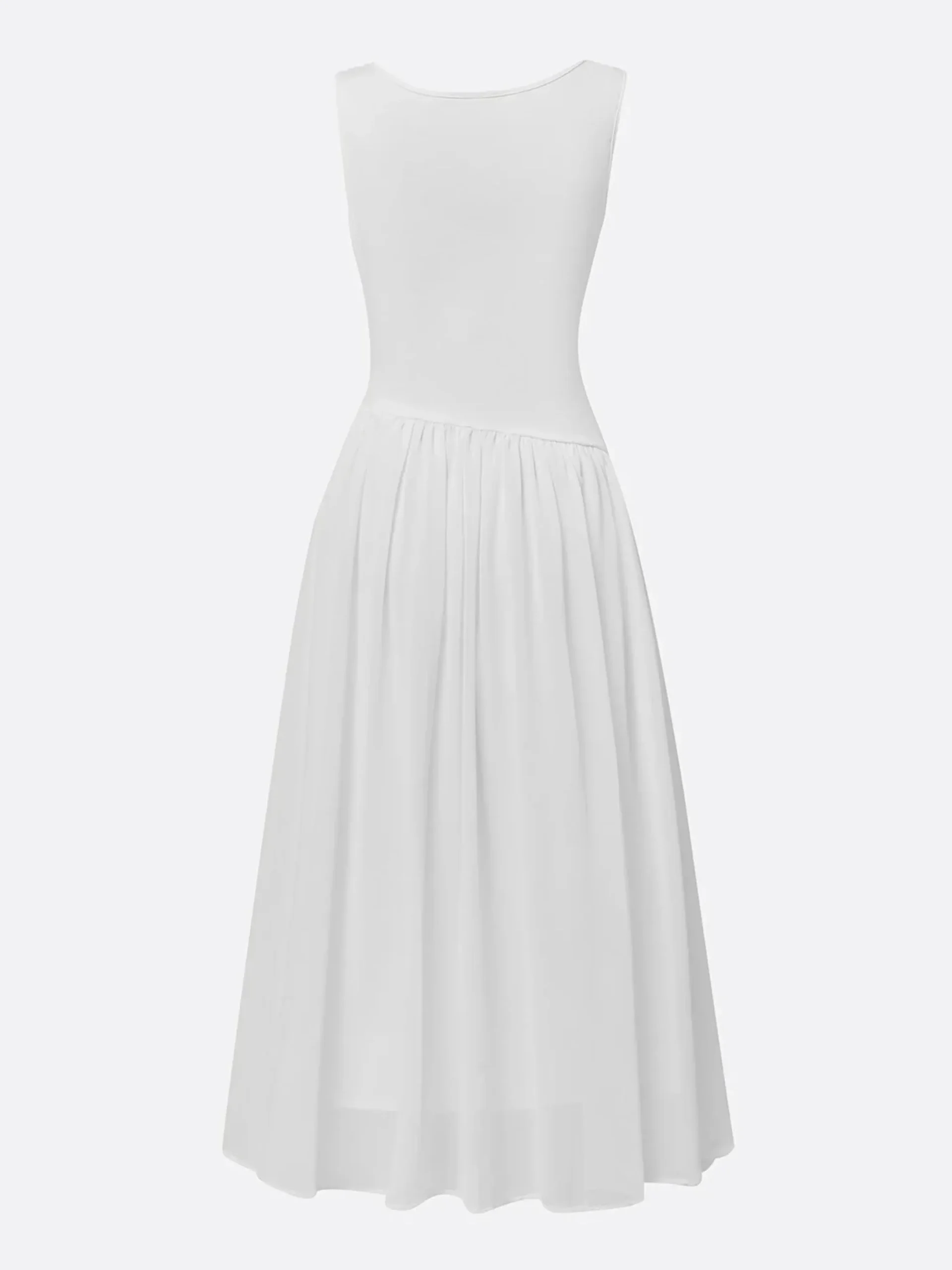 Elegant Plain Pleated Cowl Neck Midi Dress