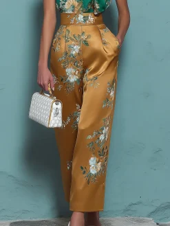 Elegant Plain Printing Straight Pants