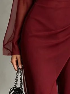 Elegant Plain Side-Slit Cowl Neck Blouse