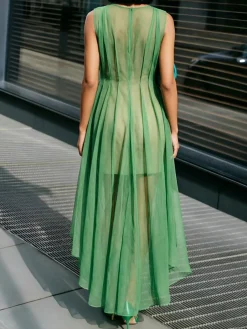Elegant Plain V Neck Maxi Dress