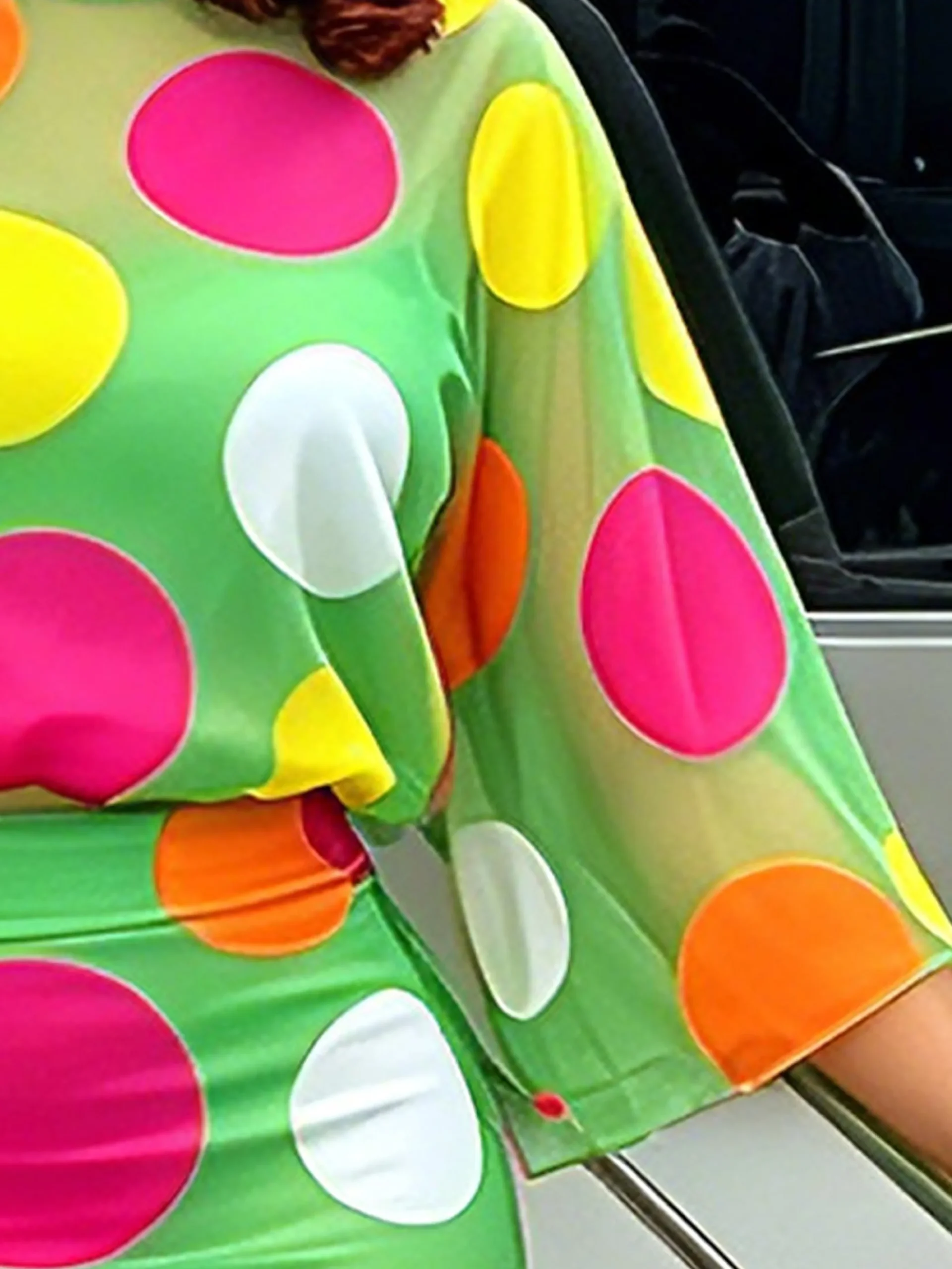 Elegant Polka Dots Printing Crew Neck Blouse
