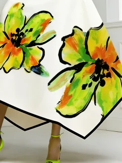 Elegant Printing Floral Midi Skirt