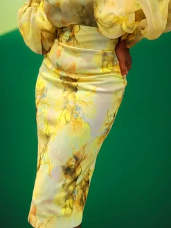 Elegant Printing Floral Midi Skirt