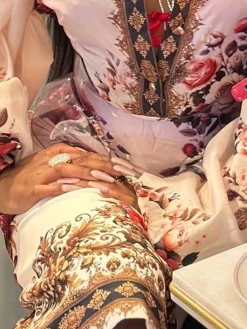 Elegant Printing Floral Midi Skirt No Belt