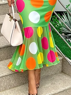 Elegant Printing Polka Dots Midi Skirt