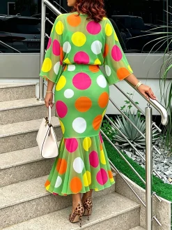 Elegant Printing Polka Dots Midi Skirt