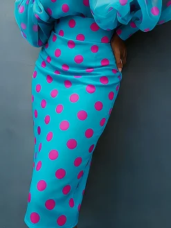 Elegant Printing Polka Dots Midi Skirt