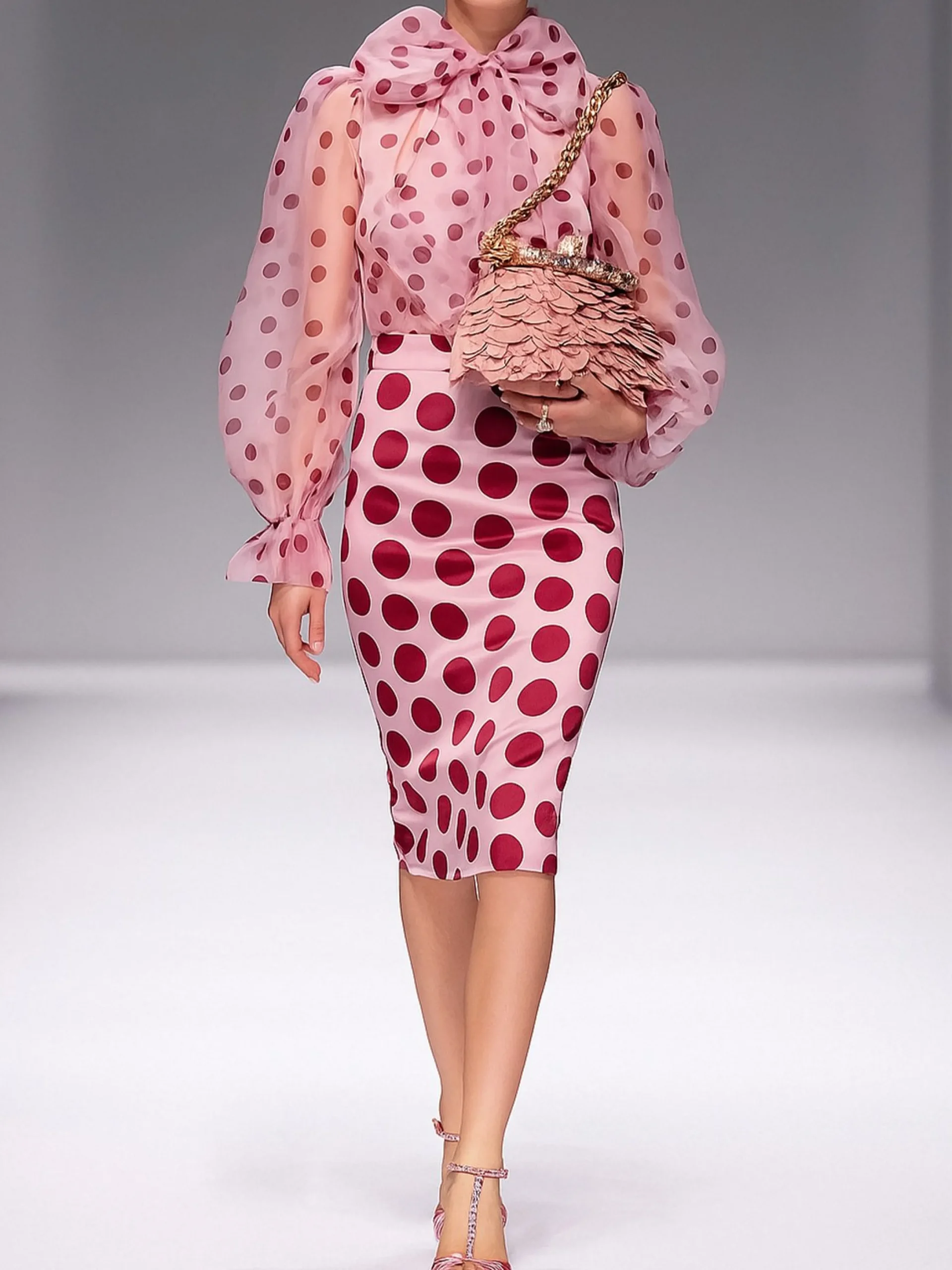 Elegant Printing Polka Dots Midi Skirt