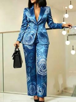 Elegant Printing Random Print Lapel Collar Blazer