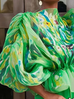 Elegant Random Print Printing Off The Shoulder Blouse