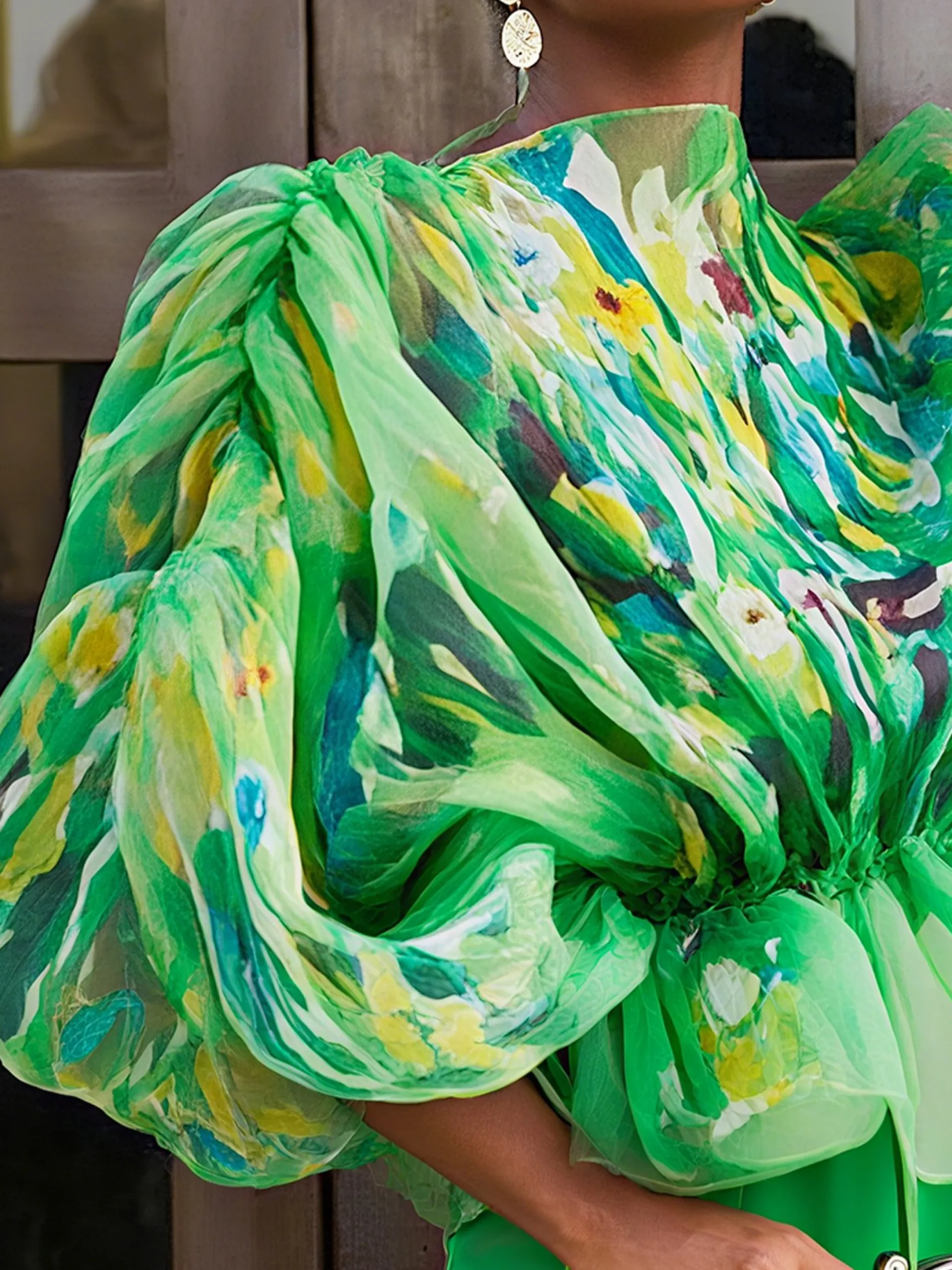 Elegant Random Print Printing Off The Shoulder Blouse