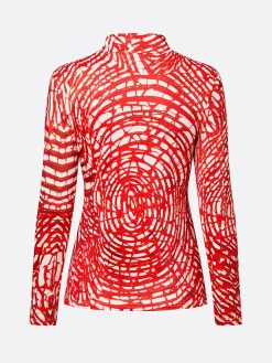 Elegant Random Print Printing Stand Collar T-shirt
