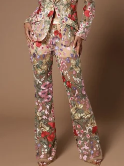 Elegant Regular Fit Floral Fashion Pants