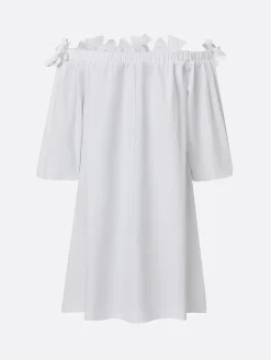 Elegant Solid Cold Shoulder A-Line Mini Dress