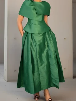 Elegant Solid Relaxed A-Line Maxi Skirt