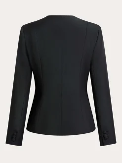 Elegant Square Neck Wool Blazer