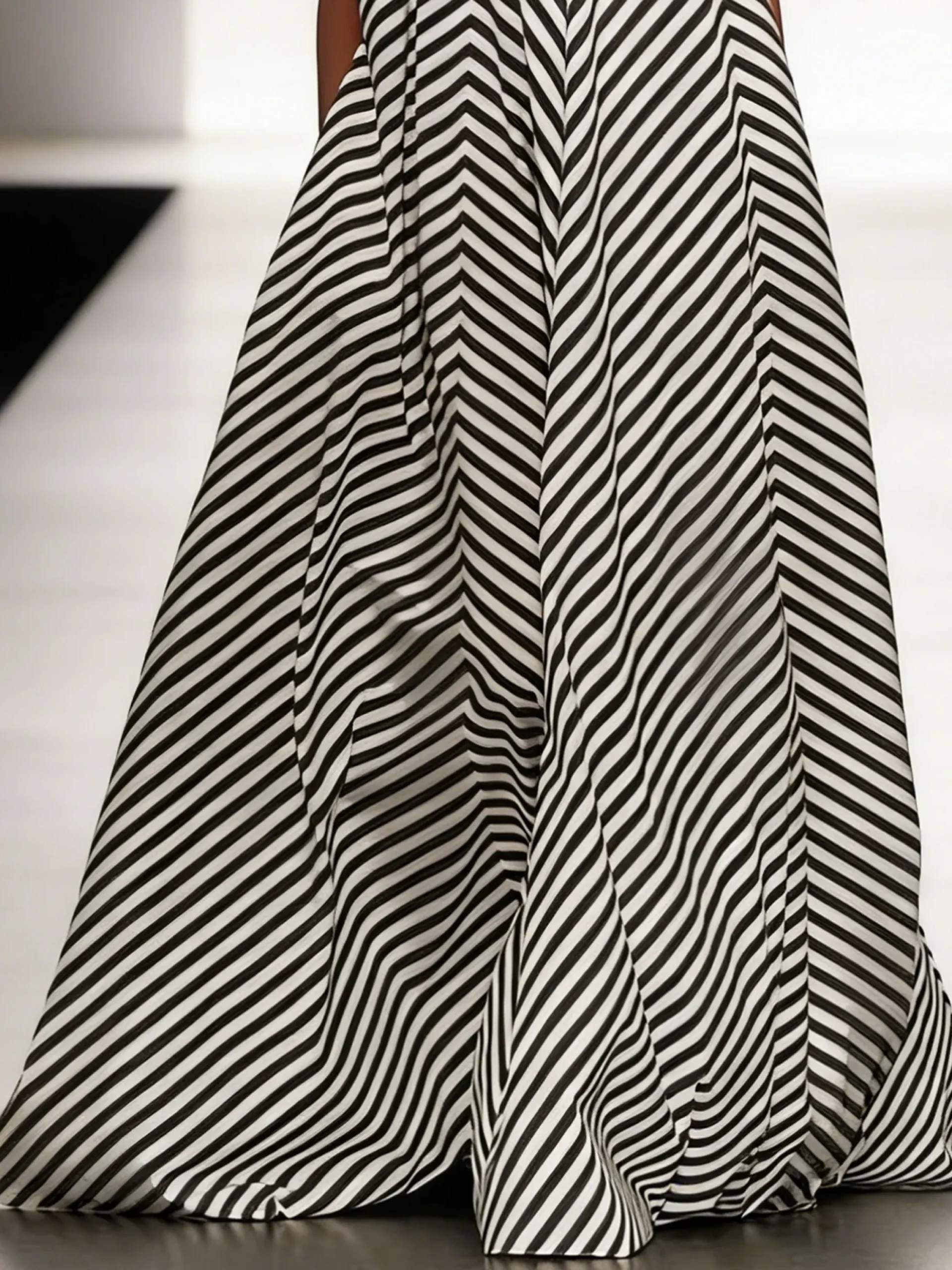 Elegant Striped Halter Maxi Dress