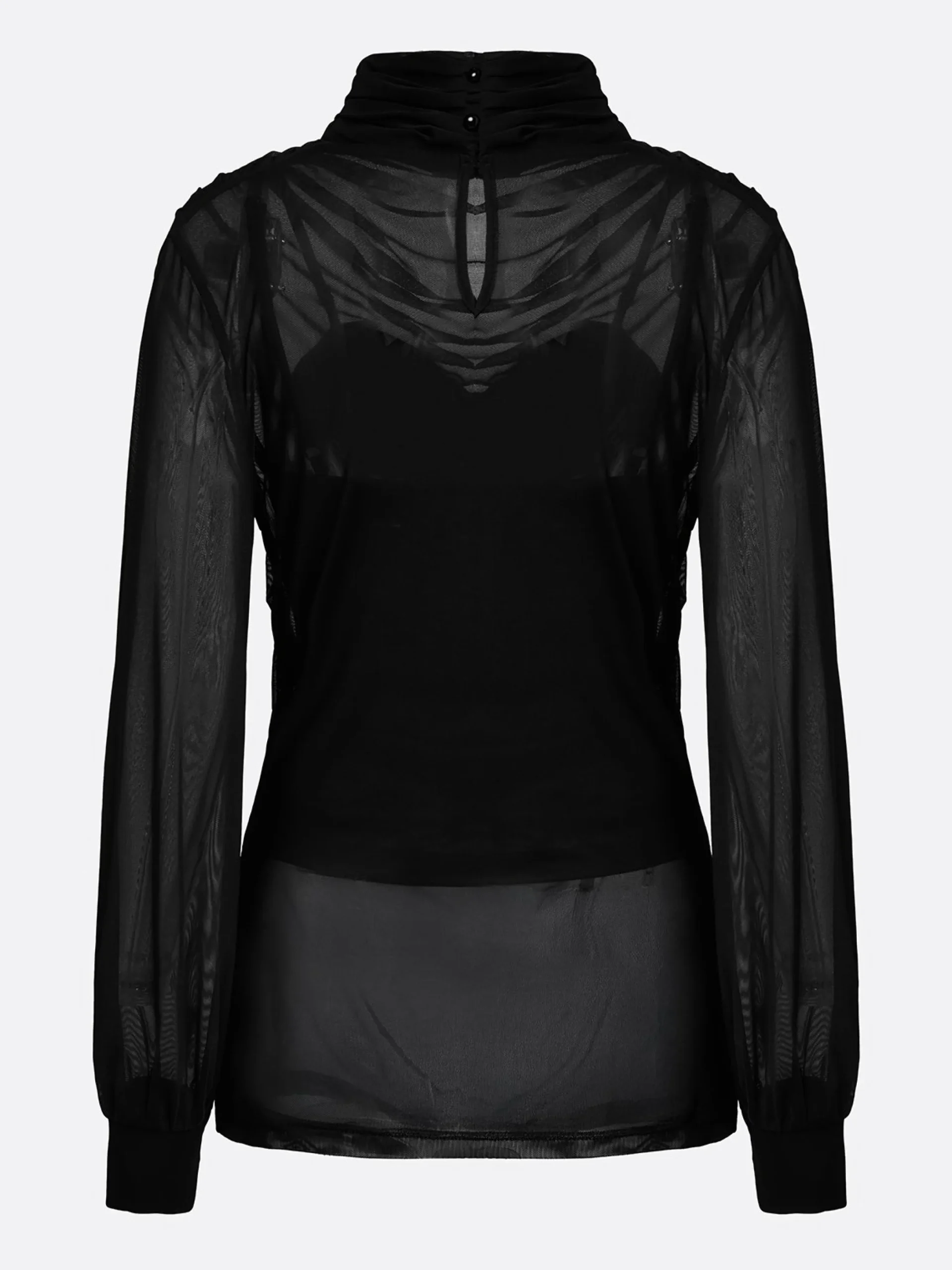 Elegant Turtleneck Long Sleeve Blouse Plain Regular Fit Party Top