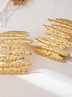 Exaggerated Geometric Earrings With Pleats