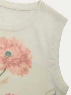 Floral Crew Neck Elegant Tank Top