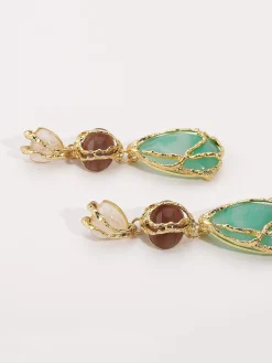 Glamorous Metallic Geometric Resin Dangle Earrings