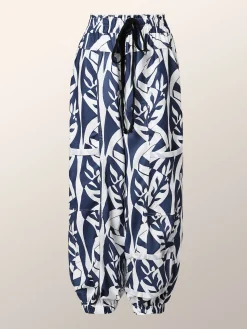 High Waist Casual Geometric Regular Fit Pants