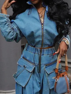 Long Sleeve Regular Fit Casual Denim Denim Jacket