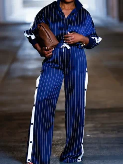 Loose Casual Color Block Straight Pants