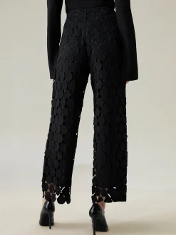 Loose Elegant Lace Plain Fashion Long Pants Straight pants