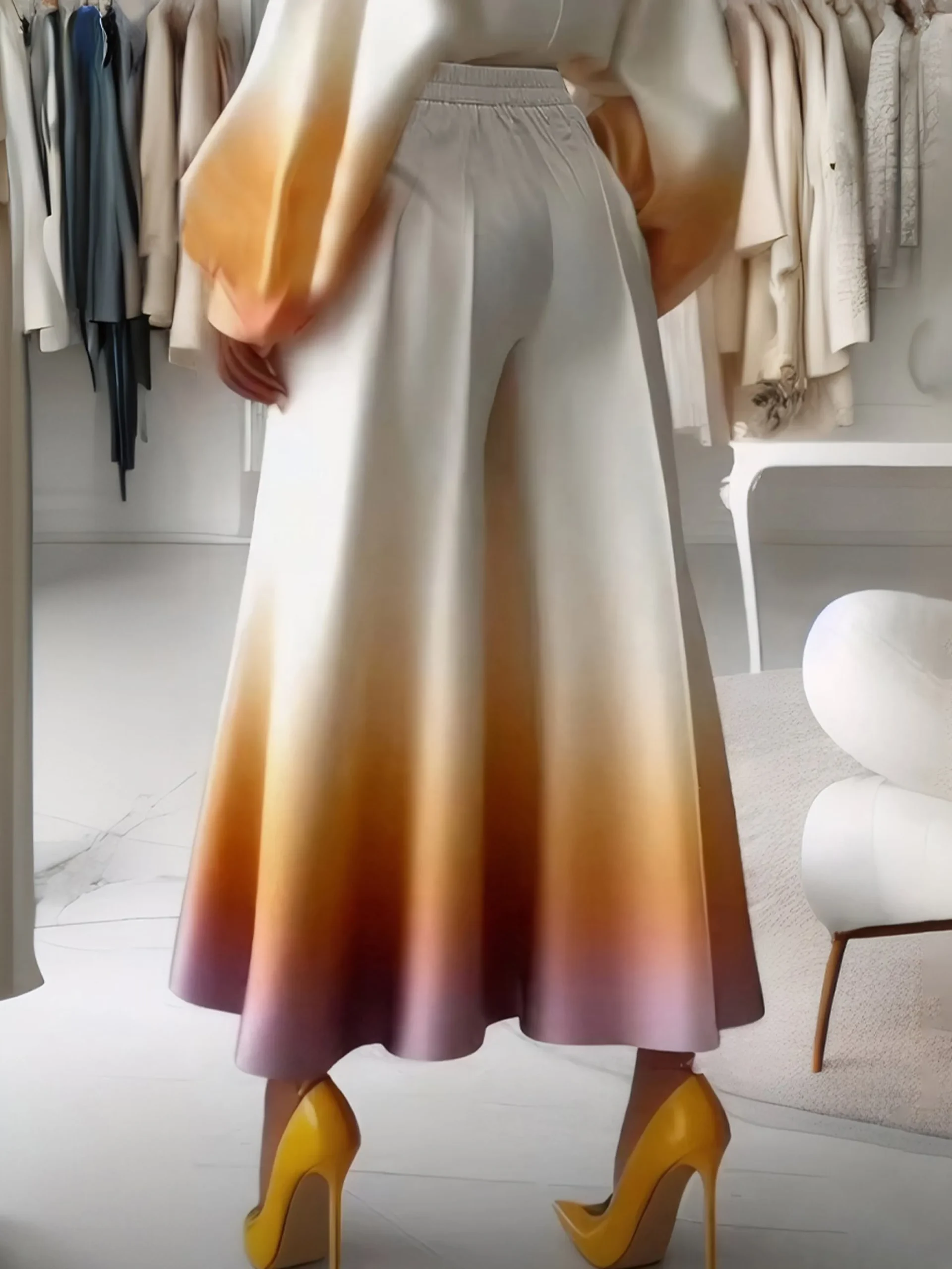 Loose Gradient Elegant Wide Leg Pants
