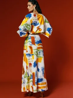 Loose Random Print Vacation Maxi Skirt