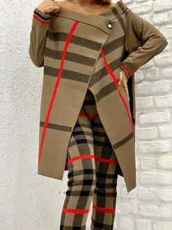 Loose Urban Off Shoulder Geometric Mid-long Sweater