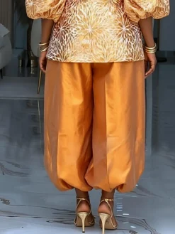 Loose Urban Plain Ankle Banded Pants