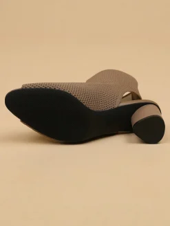 Minimalist Breathable Mesh Fabric Peep Toe Chunky Heel Boots