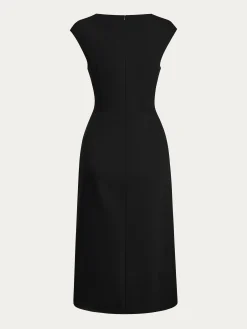 Notched Urban Plain Dress With No