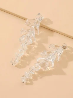 1pair Irregular Clear Acrylic Drop Earrings