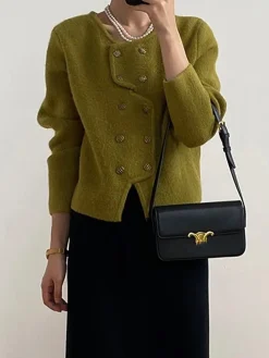 Plain Regular Fit Crew Neck Urban Cardigan
