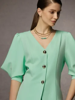 Plain Regular Fit Urban V Neck Blazer